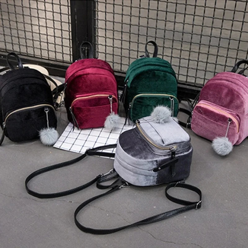Corduroy Mini Backpack Crossbody Bag for Women