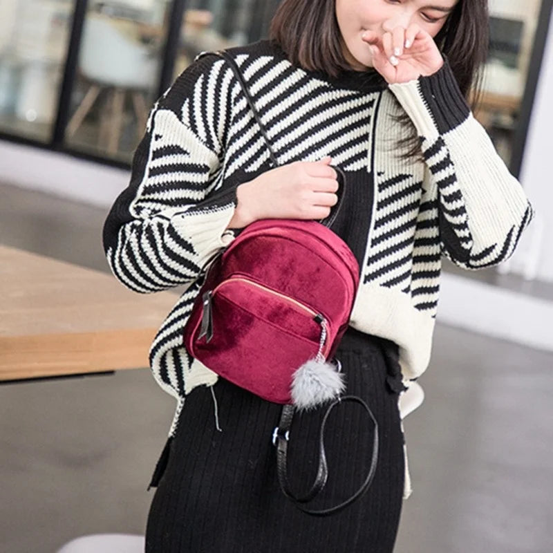 Corduroy Mini Backpack Crossbody Bag for Women