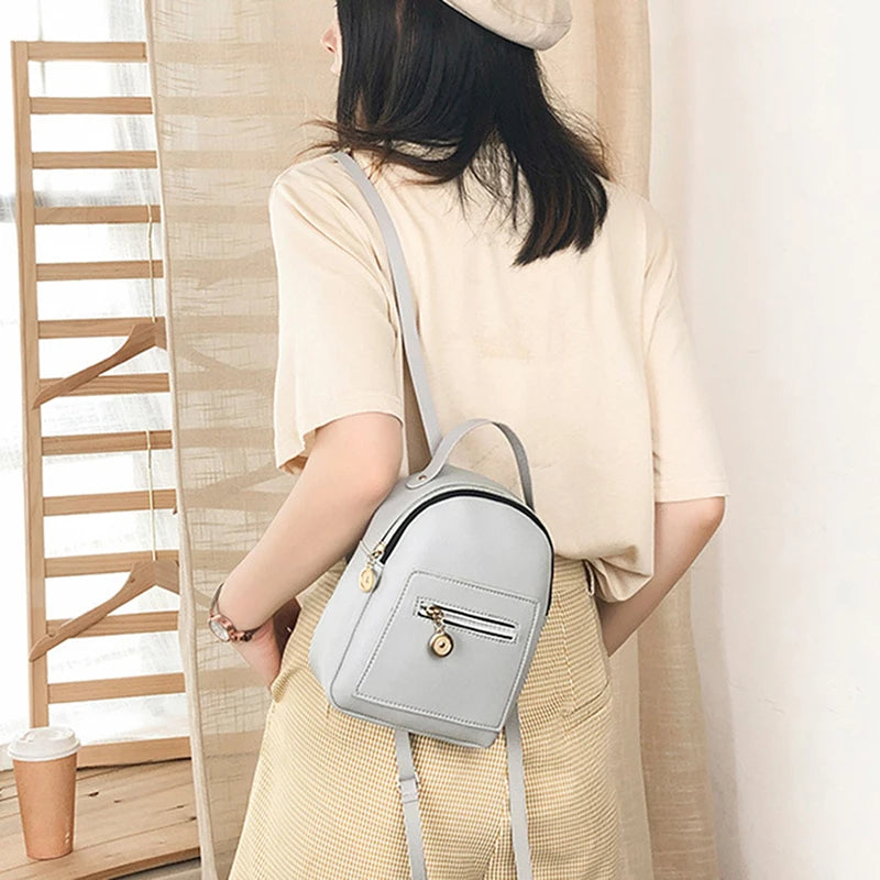 Women Mini Backpack PU Leather Shoulder Bag For Teenage Girls