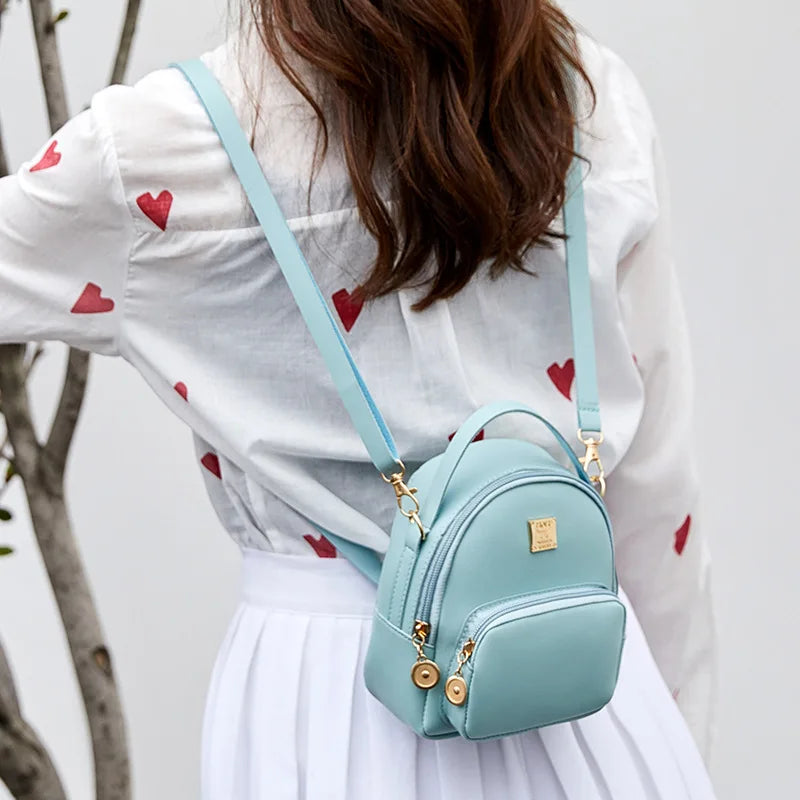 Women Mini Backpack PU Leather Shoulder Crossbody Bag