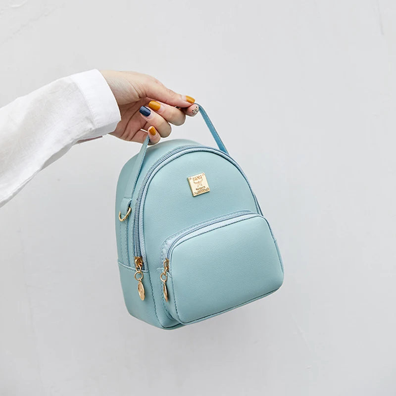 Women Mini Backpack PU Leather Shoulder Crossbody Bag