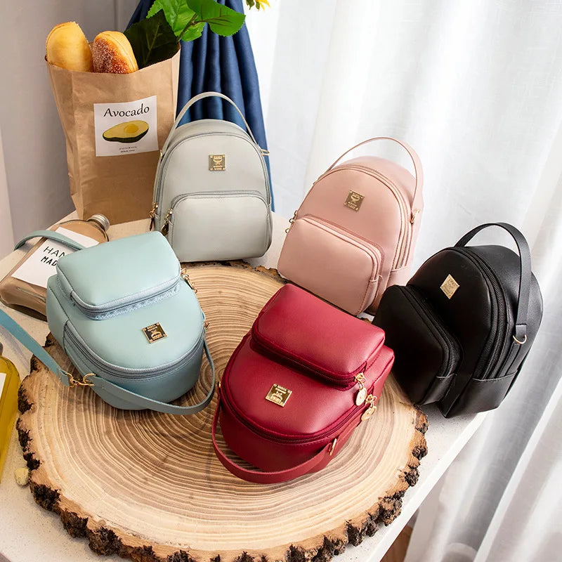 Women Mini Backpack PU Leather Shoulder Crossbody Bag