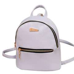 Mini PU Leather Backpack Solid Shoulder Bag for Women