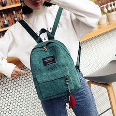Women Corduroy Mini Backpack Eco Canvas Shoulder Bag