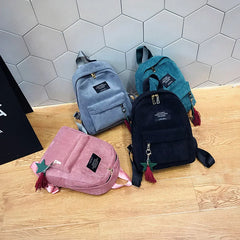 Corduroy Mini Backpack for Women | Soft Canvas Shoulder Bag for Teenage Girls