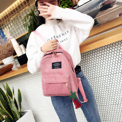Women Mini Corduroy Backpack Soft Fabric Shoulder Bag