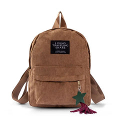 Corduroy Mini Backpack for Women | Soft Canvas Shoulder Bag for Teenage Girls