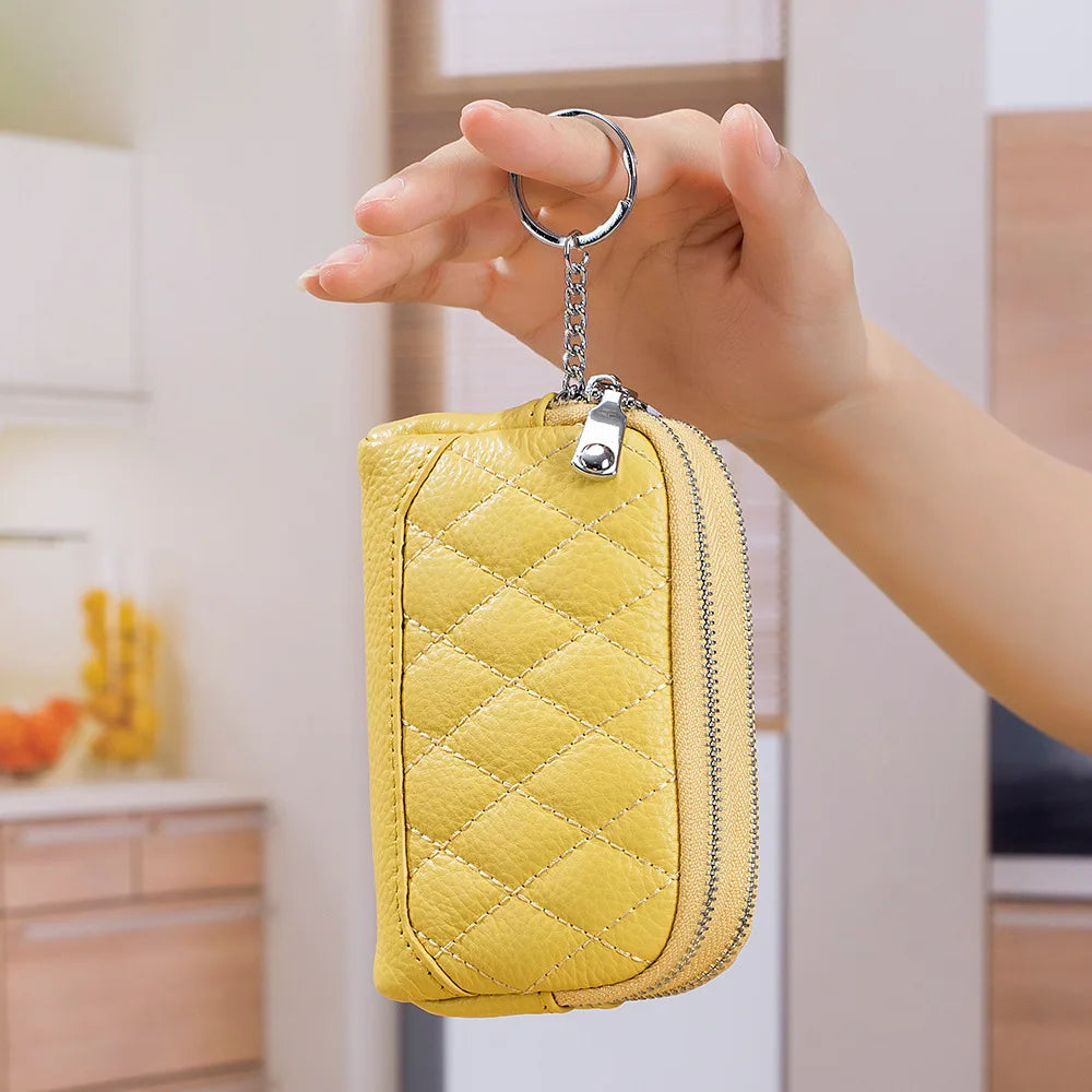 Women Leather Double Layer Zipper Wallets Organizer Purses