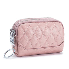 Women Leather Double Layer Zipper Wallets Organizer Purses