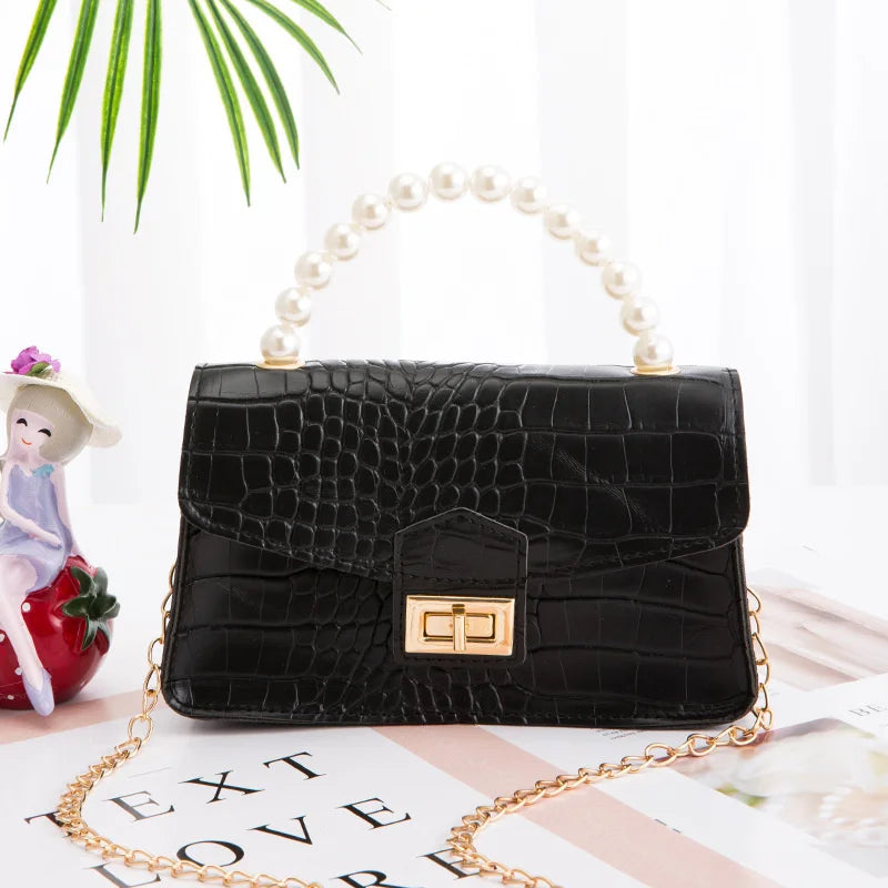 Pearl Chain Jelly Bag Crossbody Small Square Bag