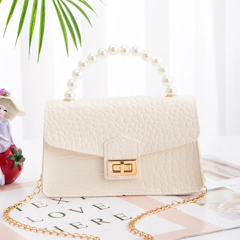 Pearl Chain Jelly Bag Crossbody Small Square Bag