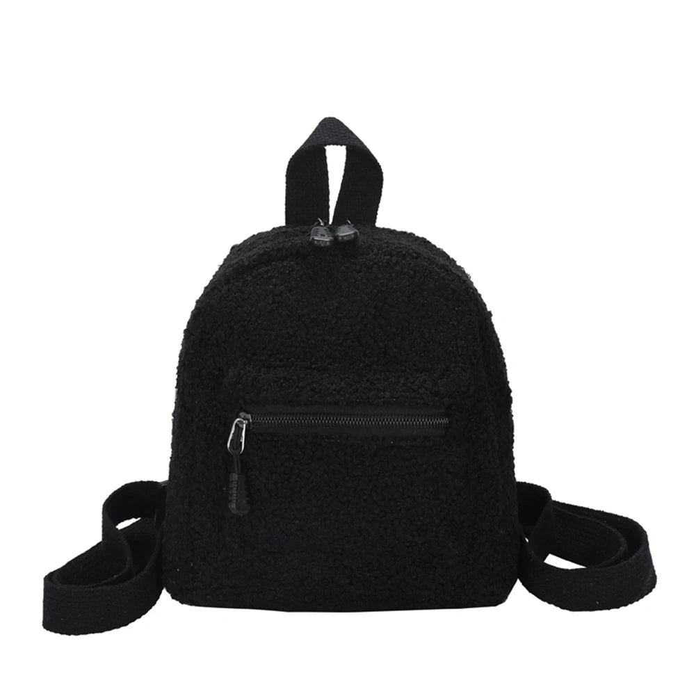 Mini Lamb Wool Backpack Preppy Style Casual Rucksacks