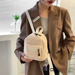 Mini Lamb Wool Backpack Preppy Style Casual Rucksacks