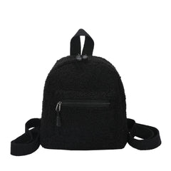Mini Lamb Wool Backpack Preppy Style Casual Rucksacks