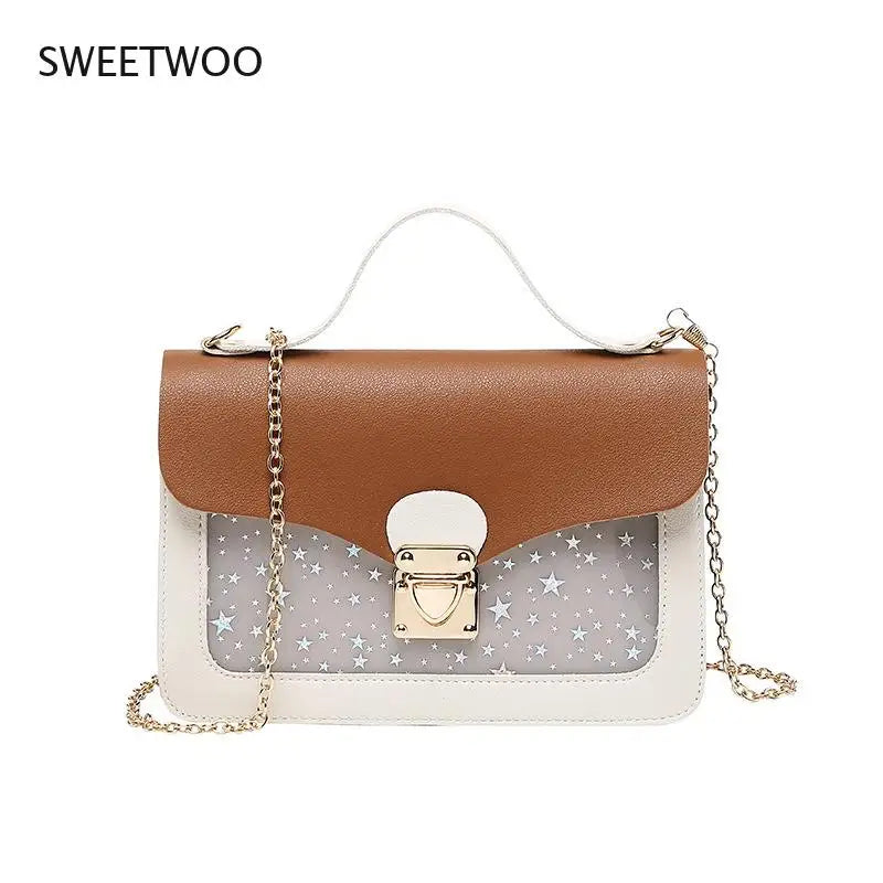 Women Mini Square Pack Shoulder Bag Star Sequin Messenger Crossbody