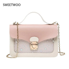Women Mini Square Pack Shoulder Bag Star Sequin Messenger Crossbody
