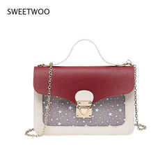 Women Mini Square Pack Shoulder Bag Star Sequin Messenger Crossbody