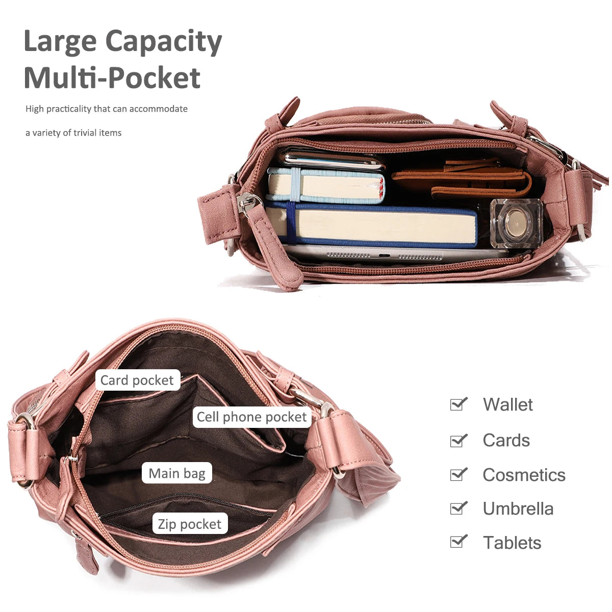 Women Pockets Handbag Crossbody Bag Casual Shoulder Bag