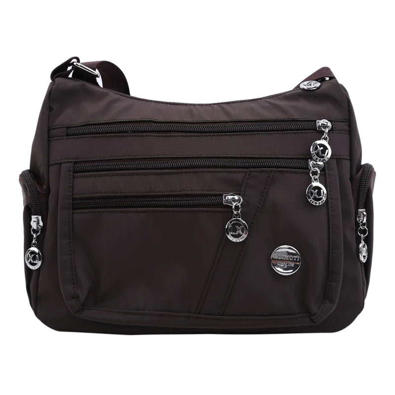 Women Multiple Compartment Crossbody Bag Waterproof Nylon Messenger Chest Bag