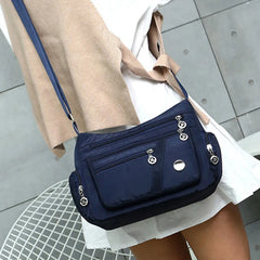 Women Multiple Compartment Crossbody Bag Waterproof Nylon Messenger Chest Bag