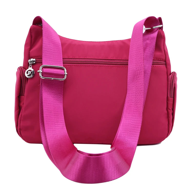 Women Multiple Compartment Crossbody Bag Waterproof Nylon Messenger Chest Bag