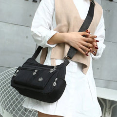 Women Multiple Compartment Crossbody Bag Waterproof Nylon Messenger Chest Bag