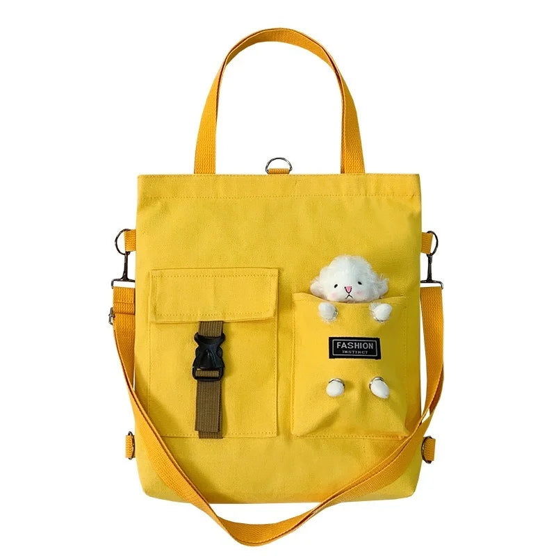 Women Bear Cartoon Canvas Bag Female Girl Student School Shoulder Messenger Bag