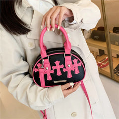 Women PU Leather Cross Pattern Shoulder Bag Satchel Messenger Crossbody Bag
