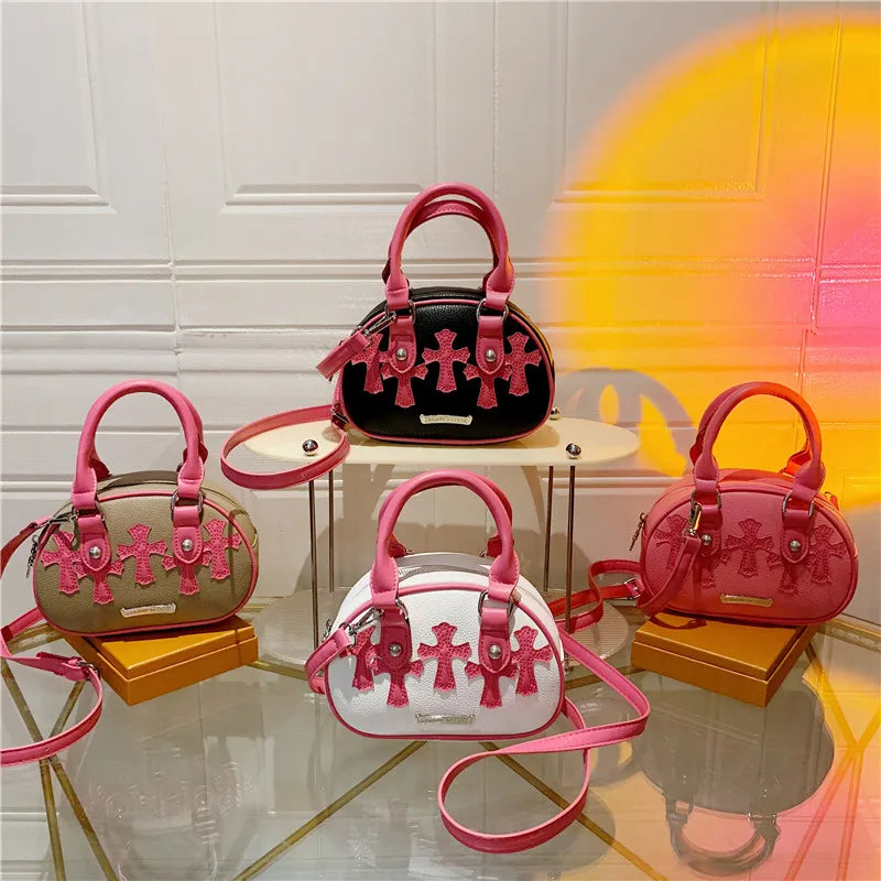 Women PU Leather Cross Pattern Shoulder Bag Satchel Messenger Crossbody Bag