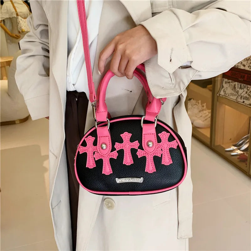 Women PU Leather Cross Pattern Shoulder Bag Satchel Messenger Crossbody Bag