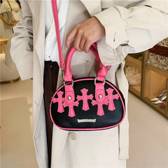Women PU Leather Cross Pattern Shoulder Bag Satchel Messenger Crossbody Bag