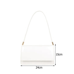 Women Patent PU Leather Solid Shoulder Underarm Bags Casual Small Flap Handbags