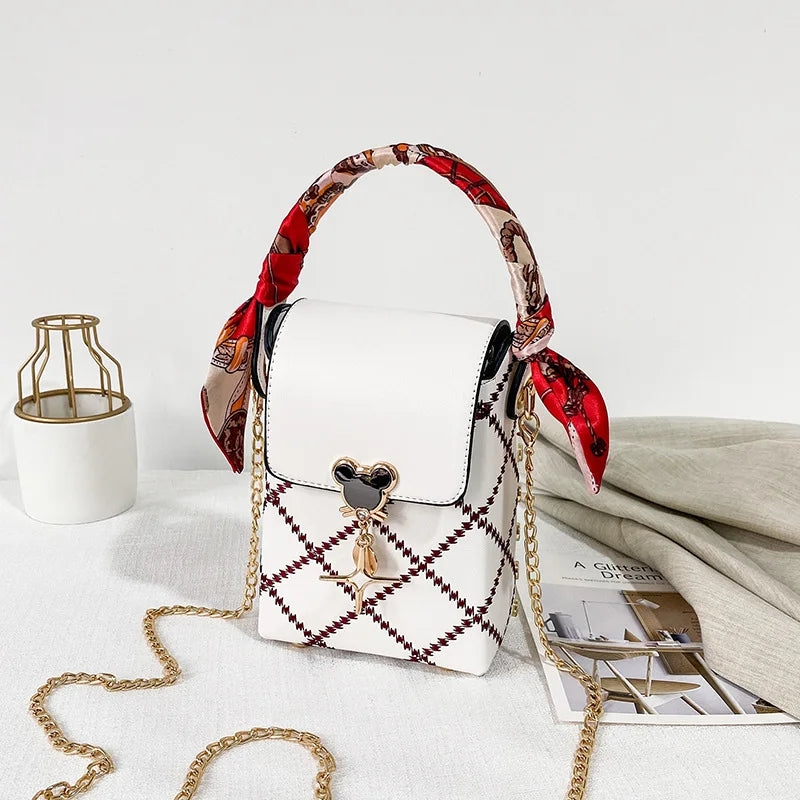 Women Summer Phone Bag Hand-held Silk Scarf Handbags