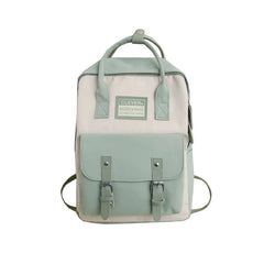 Waterproof Nylon Backpack for Teenagers Girls Patchwork Rucksack