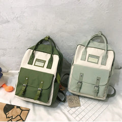 Nylon Backpack Waterproof School Bags for Girls Patchwork Female Handbag
