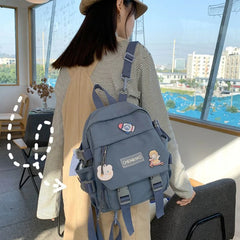 Convertible Women Nylon Backpack Travel Small School Shoulder Bag