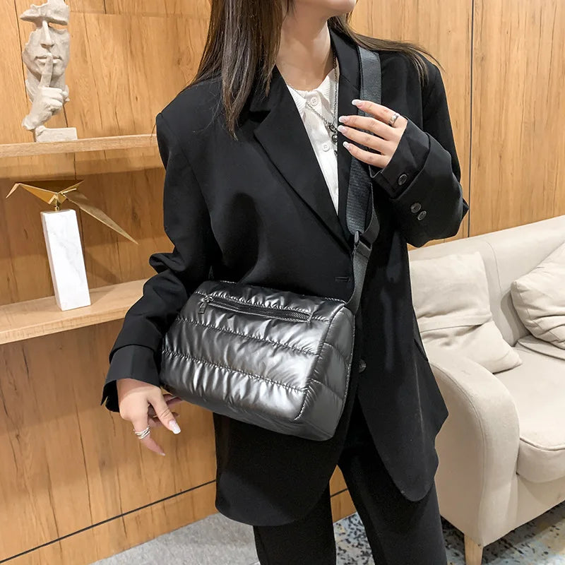 Nylon Cotton Shoulder Bag Crossbody Warm Handbags for Women