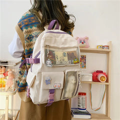 Nylon Mesh Backpack for Teen Girls with Bear Pendant
