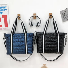 Women Nylon Padded Quilted Handbag Winter Warm Tote Bag Large Capacity Handbag