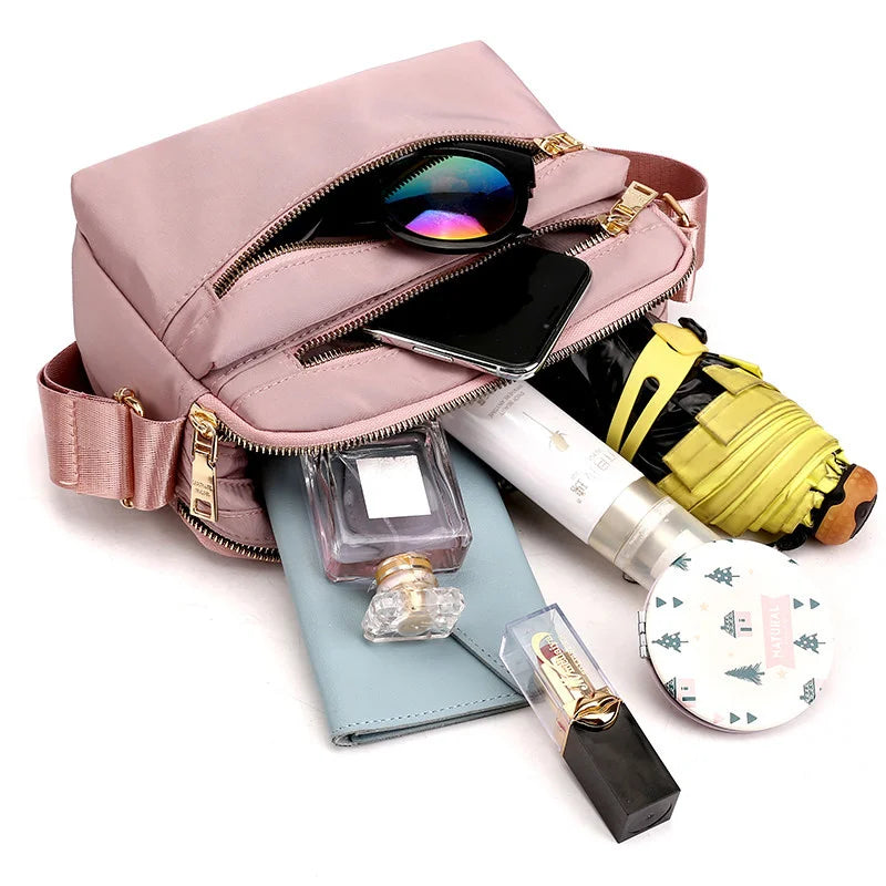 Waterproof Nylon Shoulder Bag Multi-pocket Handbag Crossbody Women Bolsa