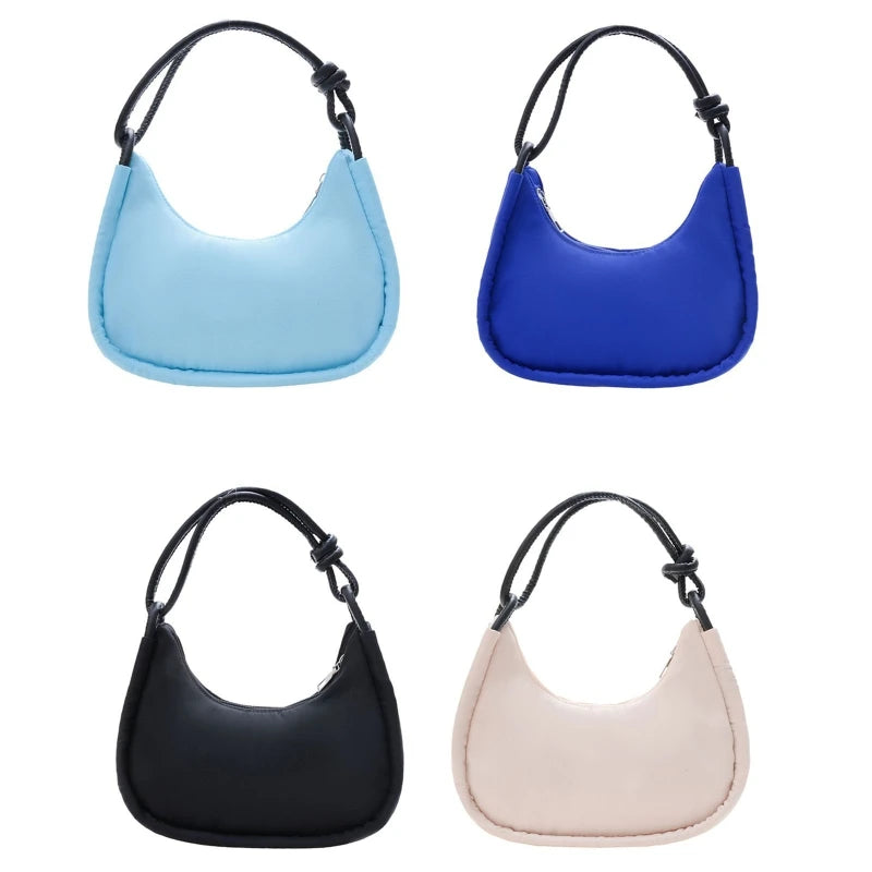 Solid Nylon Underarm Bag Lady Small Shoulder Bag Female Tote Purse