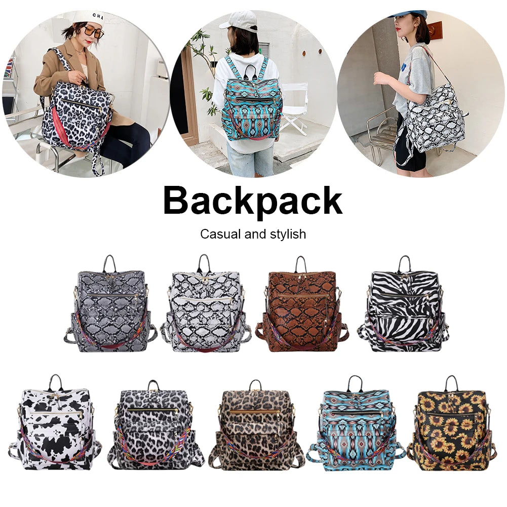 Unisex PU Backpacks Large Capacity Softback Hiking Backpacks