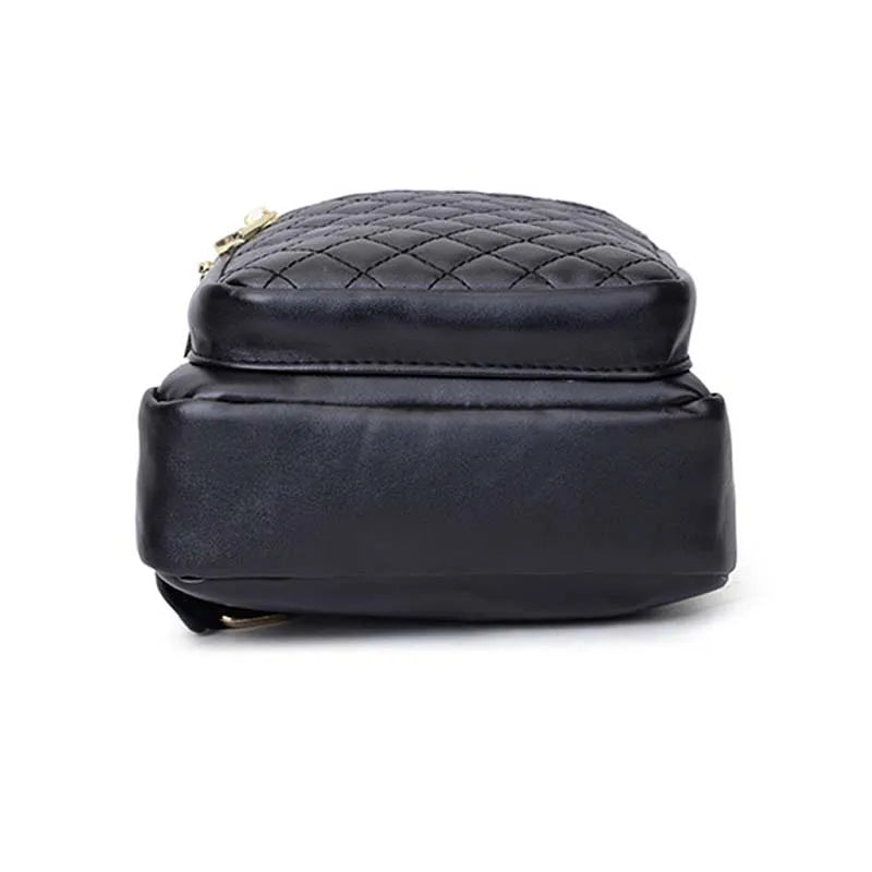 PU Leather Plaid Embroidered Backpack Crossbody Shoulder Bag for Women