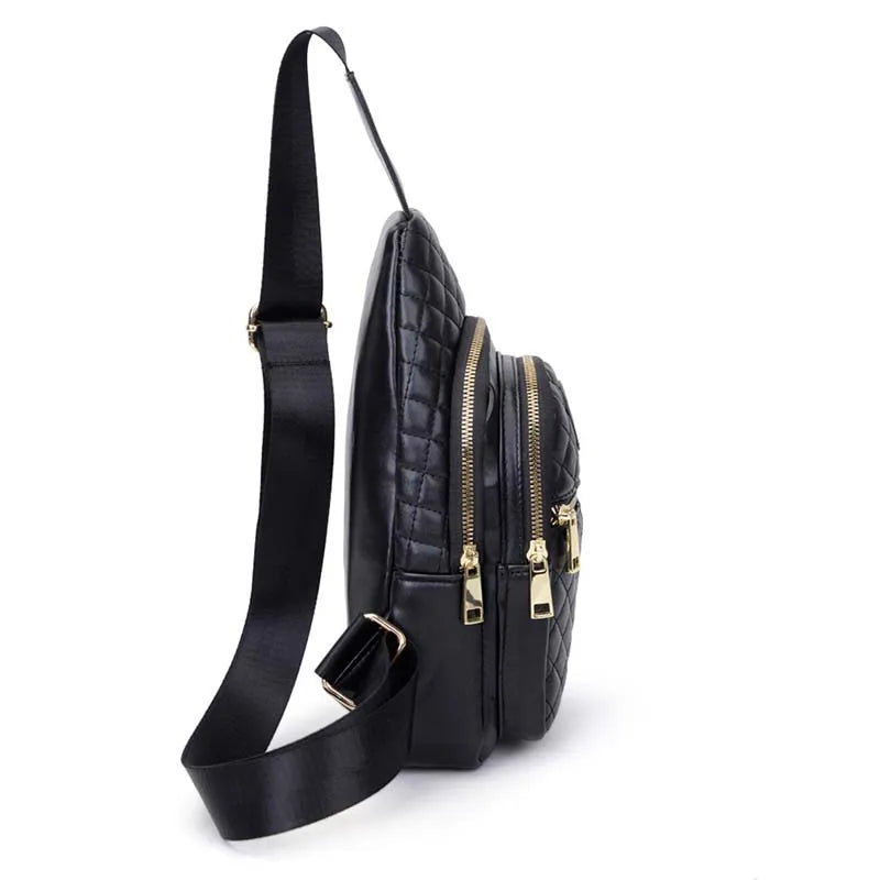 PU Leather Plaid Embroidered Backpack Crossbody Shoulder Bag for Women