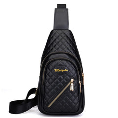 PU Leather Plaid Embroidered Backpack Crossbody Shoulder Bag for Women