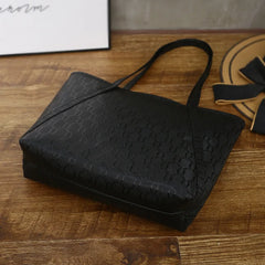 Women PU Leather Embossing Casual Tote Beach Bag Portable Shoulder Shopping Bag