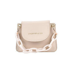 PU Leather Mini Crossbody Bag Acrylic Chain Shoulder Bag