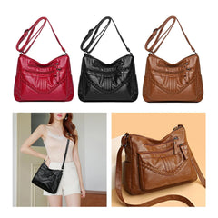 PU Leather Shoulder Bag Large Capacity Adjustable Strap Satchel Shopping Bag