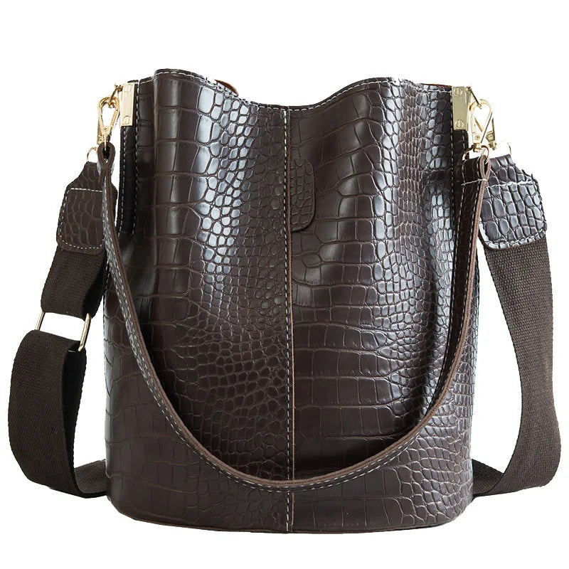 Women PU Leather Shoulder Bags Bucket Style Handbag