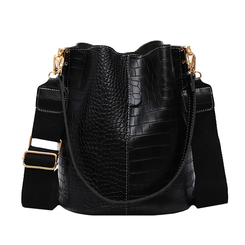 Women PU Leather Shoulder Bags Bucket Style Handbag